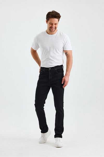 WKM Men's Regular Fit Regular Fit Wide Leg High Waist Casual Jean Denim Jeans