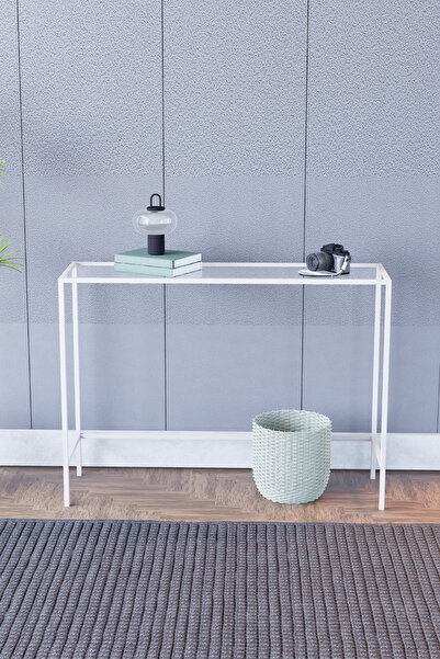 DEKOPRATİK Canvas Metal Dresuar Dekoratif Kahve Köşesi Konsol - Beyaz