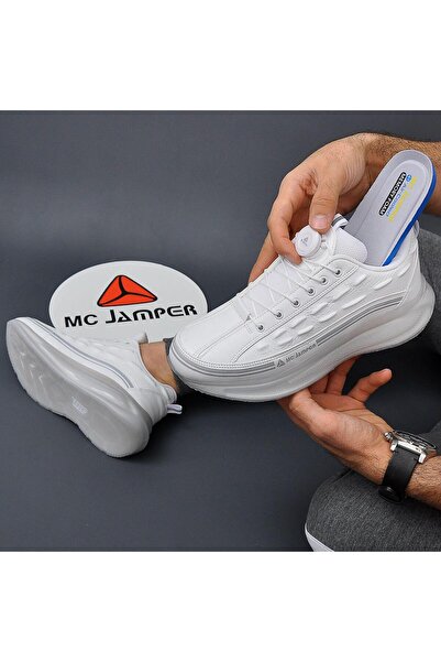 MC Jamper Erkek Beyaz Lastik Bağıcıklı Şeffaf Taban Spor Ayakkabı