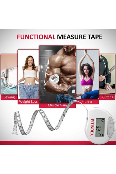 FITINDEX Smart Body Tape Measure Bluetooth Digital Measuring Tape - White