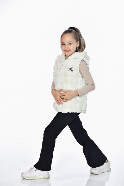 Kamex Bubble Plush Coat Vest Lined Inside Girl