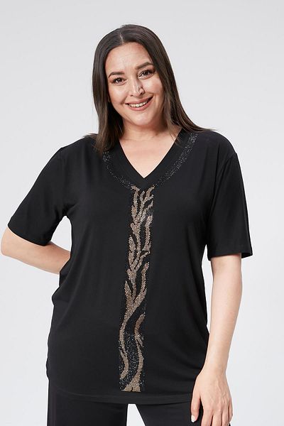 Ebsumu Women's Plus Size Gold Stone Detail Blouse