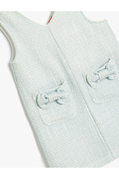 Koton V Yaka Cep ve Fiyonk Detaylı Pamuklu Tüvit Elbise