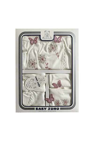 BABY ZUHU بدلة طفلة وردية اللون على شكل فراشة لحديثي الولادة من المستشفى 5 قط...