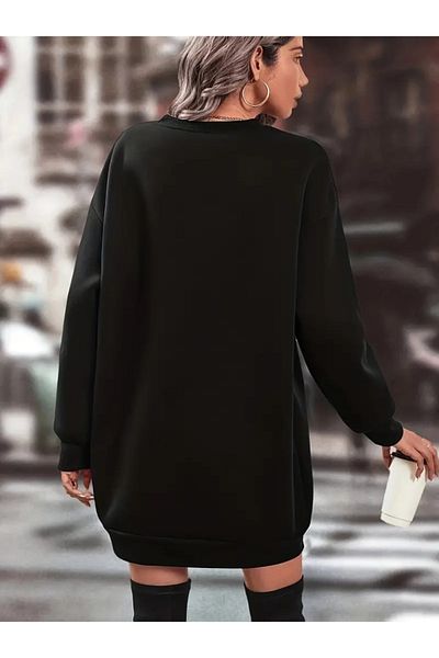 MODAVERA Women's Long Sleeve Crew Neck Two Thread Dress
