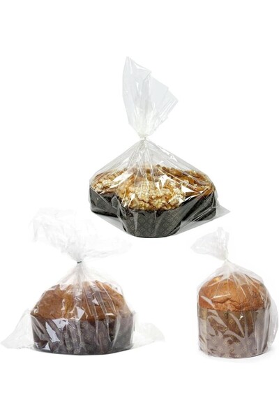 dinckitchen Şeffaf Körüklü Panettone Ambalajı 1kg en25xkörük10x40boy cm
