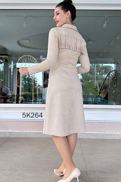 İnce Topuk Suede Tassel Dress - 5K264