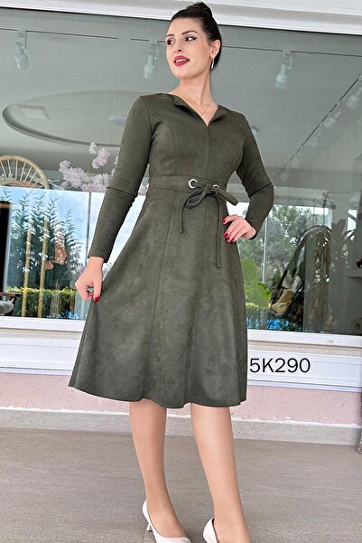 İnce Topuk Bird Eye Detail Suede Dress 5K290