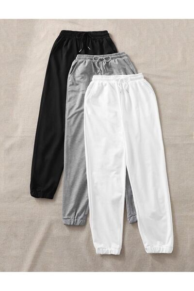 yg ydn giyim Μεγάλο μέγεθος Μαύρο Γκρι Ανθρακί 3 Πακέτο Unisex Φούτερ - Λαστι...