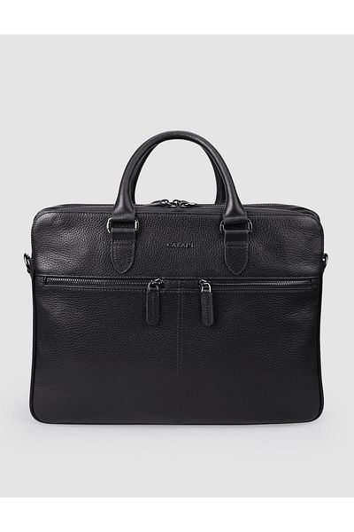 Cabani 100% Genuine Leather Black Shoulder Strap Briefcase