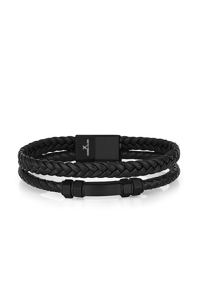 Daniel Klein Mtk11246 Black Color Leather Men's Bracelet Dkj.5.2008-2