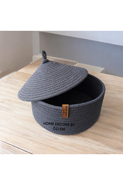 home decors by özlem Kapaklı Hasır Sepet Organizer Düzenleyici Handmade-25x10cm