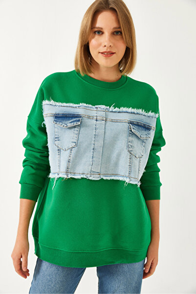 Bianco Lucci Γυναικείο τζιν φούτερ με διπλή τσέπη 8155 60351339