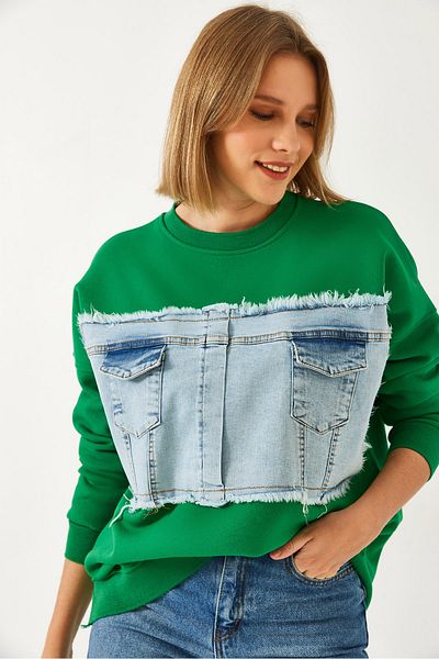 Bianco Lucci Dámská džínová mikina Double Pocket Denim 8155 60351339