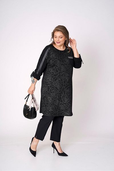 Eskişehir Mağazacılık Plus Size Print Crew Neck Long Tunic 61179