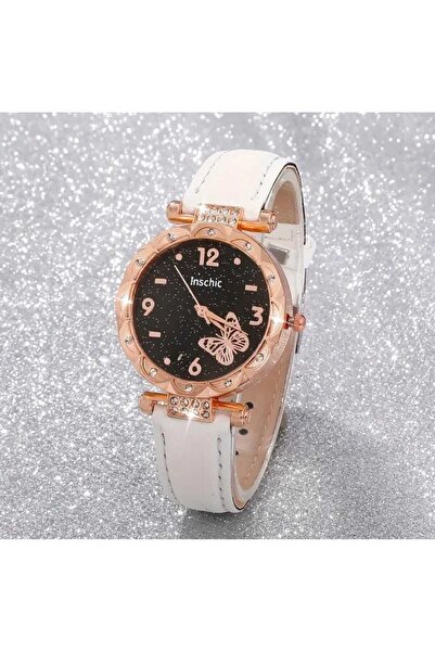 Beyna Rose Gold Plated Crystal Stones Ornament Butterfly Necklace Earrings Bracelet Watch Gift Set for Lover, Mother