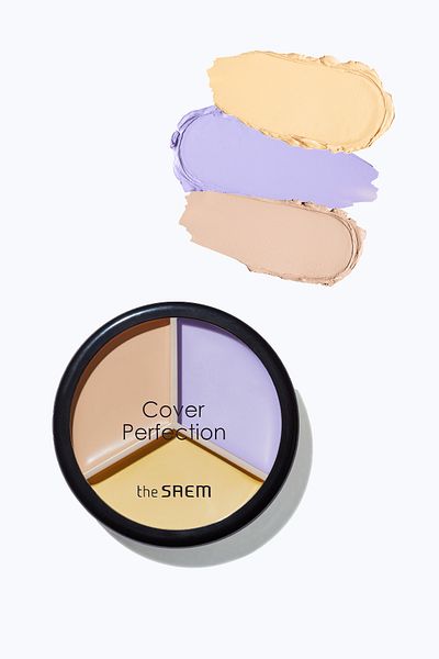 THE SAEM وعاء ثلاثي كوفر بيرفيكشن - لوحة كونسيلر مكونة من 3 قطع من 04 Tone Up Beige VIONINE