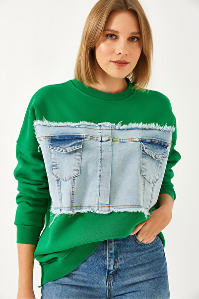 Bianco Lucci Γυναικείο τζιν φούτερ με διπλή τσέπη 8155 60351339