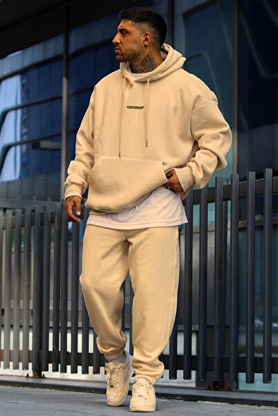 YAKAMEL Set de trening pentru bărbați, cu imprimeu Yesterday, supradimensiona...