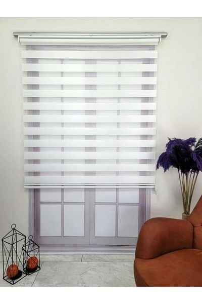 TREND STOR PERDE White Bamboo Flat Zebra Roller Shade Sunshade Curtain