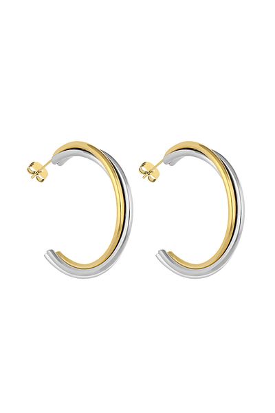 Daniel Klein Mtk11402 Steel Gold Silver Color Earrings