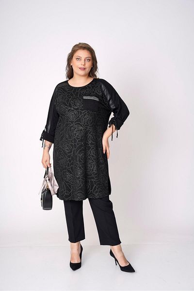 Eskişehir Mağazacılık Plus Size Print Crew Neck Long Tunic 61179