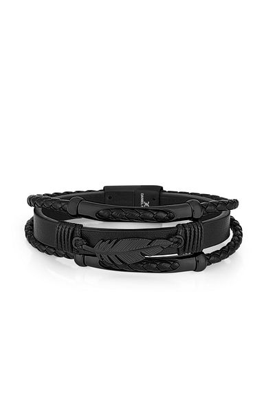 Daniel Klein Mtk11249 Black Color Leather Men's Bracelet