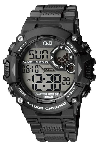 Q&Q Silicone Band Men's Wrist Watch with Digital Stopwatch Calendar
