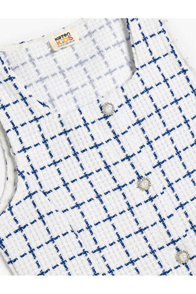 Koton Жилетка от туид без ръкави с квадратна яка и каре