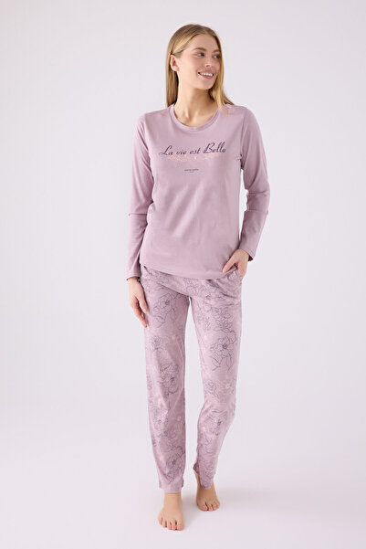 Pierre Cardin Kadın Mor Uzun Kol Pijama Takım