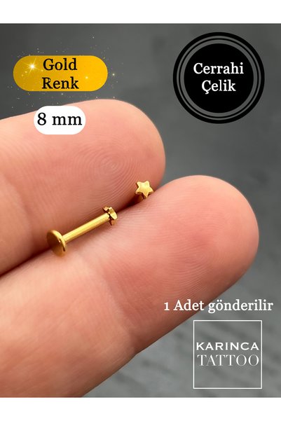 Karınca Piercing Yıldız Piercing Kulak Dudak Burun Nostril Conch Kıkırdak Helix 8 mm Tragus Piercing Cerrahi Çelik