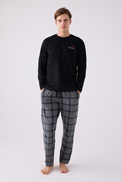 Arnetta Men's Black Long Sleeve Pajama Set
