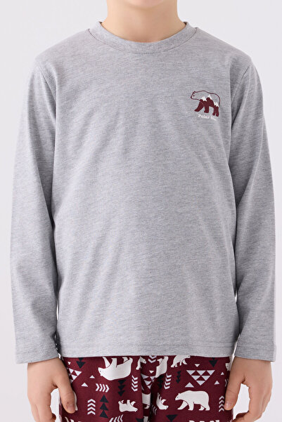 Arnetta Erkek Çocuk Gri Uzun Kol Pijama Takım