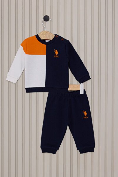 U.S. Polo Assn. طقم أطفال أصفر مكون من قطعتين للأولاد الصغار