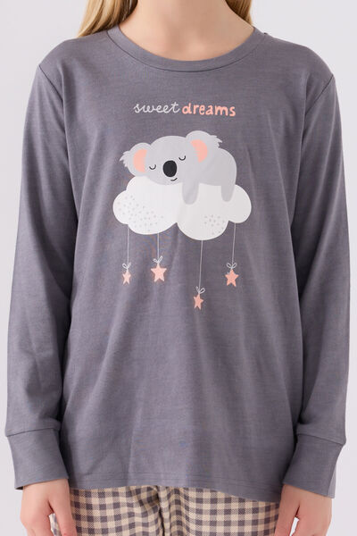 Arnetta Girl's Dark Gray Long Sleeve Pajama Set