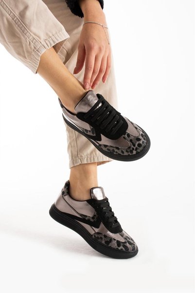 wolk shoes Viva Patterned Women's Sneakers - Anthracite Leopard
