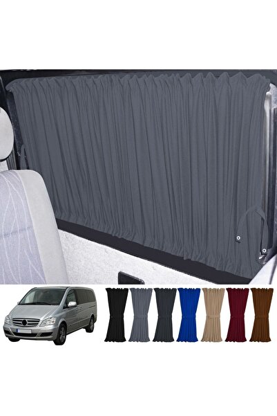 Oto Pandami Mercedes Vito W639 5 Cam 2003-2014 Uyumlu Gri Raylı Oto Perde Takımı