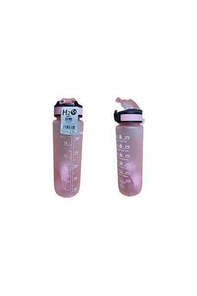 Dükkanönü Pink Color Lockable Leak Proof Lid Flask with Straw and Motivational Lettering Flask 1 Liter