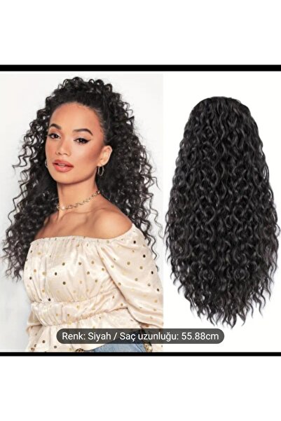 Handmade Yılbaşı Nişan Düğün Özel Gün Saçı Gür Kıvırcık Saç 70cm Çıtçıt Peruk Postiş