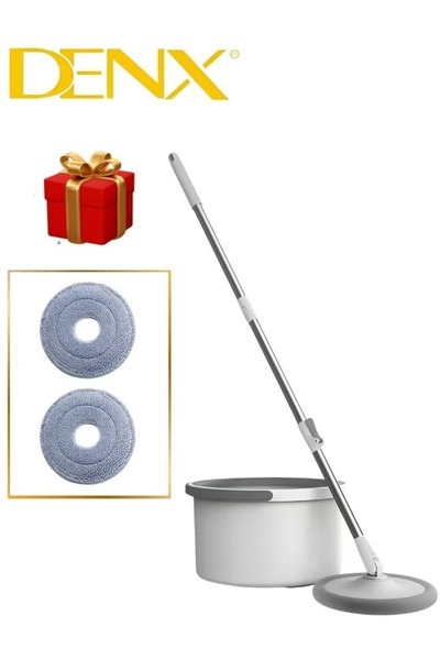 Denx 360 Degree Rotating Mop and Bucket Flat Self-Separating Laminating Mop Set with 2 Microfiber Pads