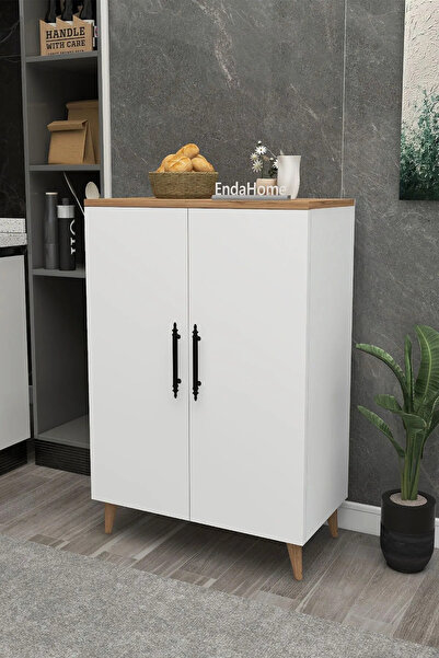 Reyo Home Enda 3 Raflı 2 Kapaklı Çok Amaçlı Dolap Beyaz - Atlantik Çam