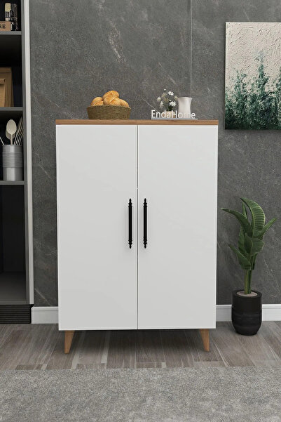 Reyo Home Enda 3 Raflı 2 Kapaklı Çok Amaçlı Dolap Beyaz - Atlantik Çam