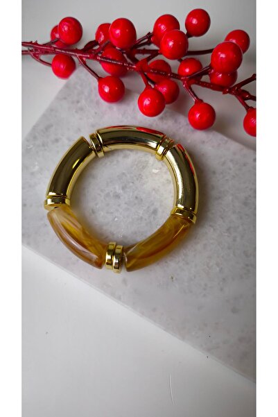 VOBEEYKU سوار مرن بتفاصيل ذهبية عظمية باللون العنابي