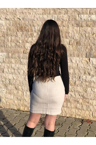 SEVENLINE Women's Gold Buttoned Tweed Skirt