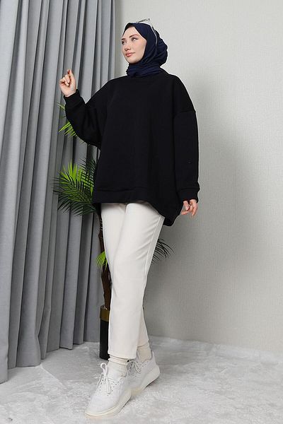 GİZ AGİYİM Βασικό ιδρώτα από σκούρο Navy Blue βαμβάκι
