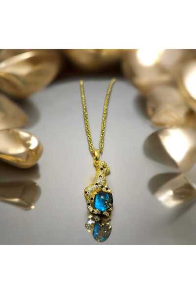 feyza collection قلادة من الفولاذ الذهبي المضاد للتشوه من الزركون 316L على شكل حيوان