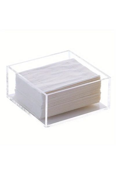 Pleksi Marketi Clear Acrylic Large Napkin Holder Box - Modern Design