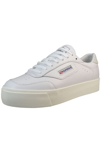 Superga Damen Low Sneaker 3854 Court Platfrom S4123TW Weiß AGB White Favorio Leder
