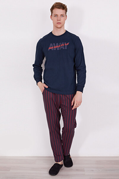 Arnetta Away Mavi Erkek Uzun Kol Pijama Takım