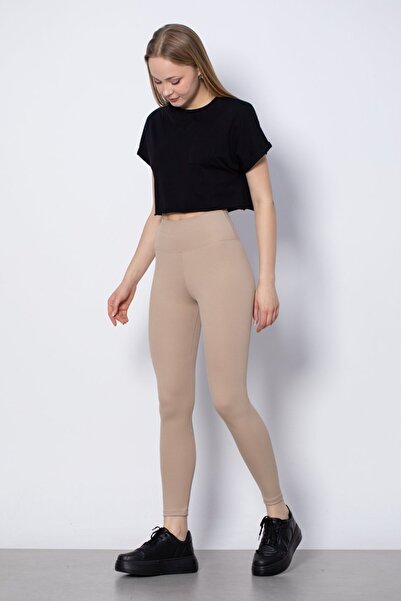 TÜKATO Fitilli Şardonlu İçi Polarlı Lastikli Toparlayıcı Kışlık Örme Tayt